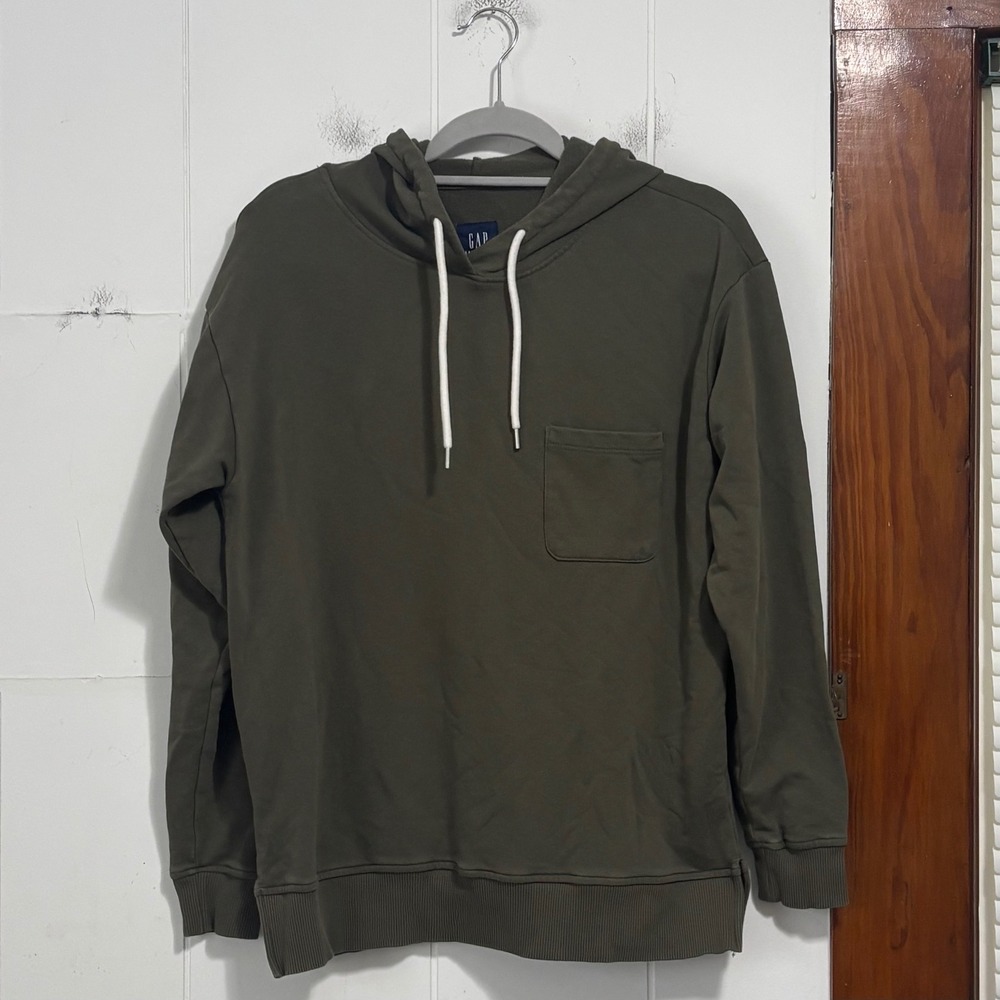 Gap Maternity Olive Green Pullover Hoodie Sweatshirt Chest Pocket Size M